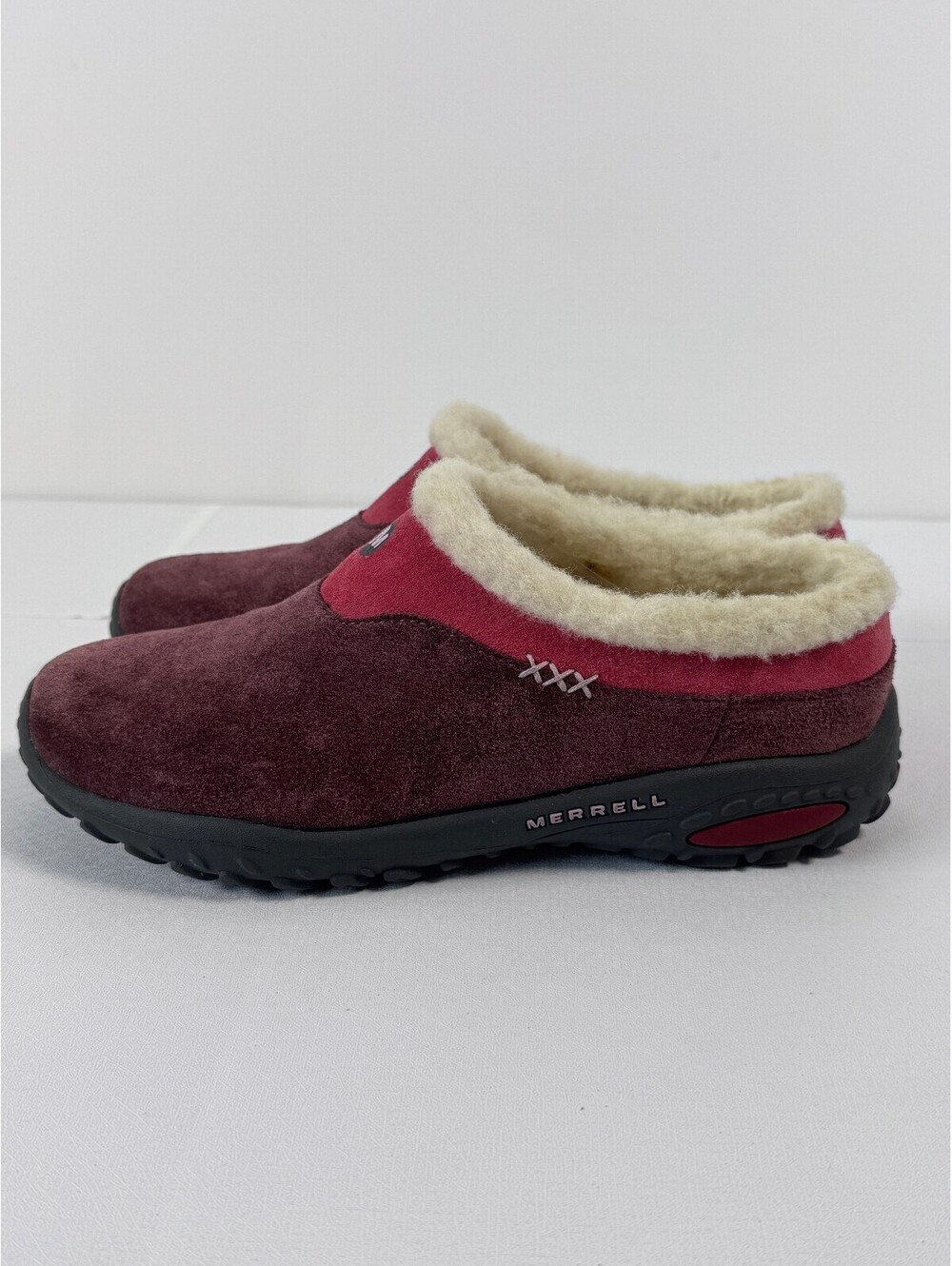 Merrell Womens 5 Suede Fleece Lined Slip On Shoes Burgundy Pink Y2K Outdoor - Picture 3 of 8
